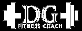DG Fitness Coach logo con bilanciere su sfondo nero